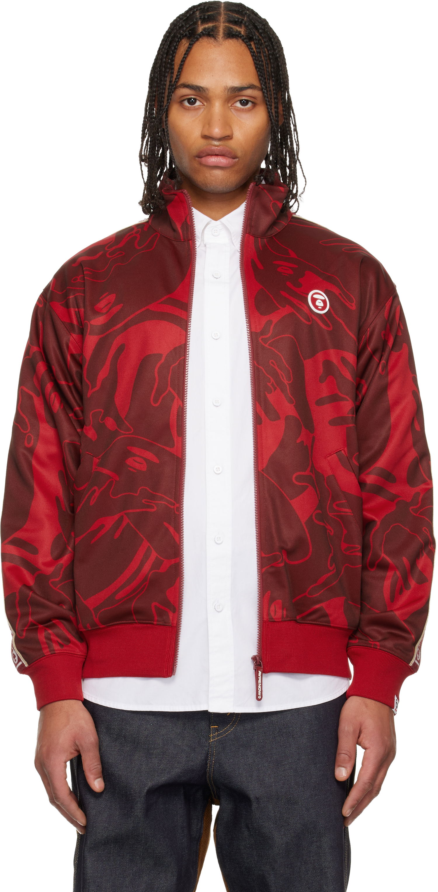 Bunda AAPE by A Bathing Ape 'AAPENOW' Moonface Camo Zip-Up Track Jacket Červená | AAPSWMC347XXPRDZ, 0