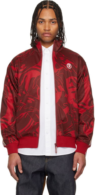 Bunda AAPE by A Bathing Ape 'AAPENOW' Moonface Camo Zip-Up Track Jacket Červená | AAPSWMC347XXPRDZ, 0