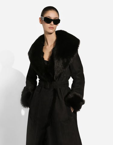 Kabáty Dolce & Gabbana Shearling Coat With Belt Čierna | F0E2SLFUP87N0000, 3