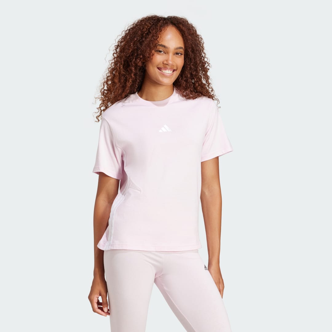 Tričko adidas Performance Cotton T-Shirt With 3 Stripes Ružová | JE1226, 1