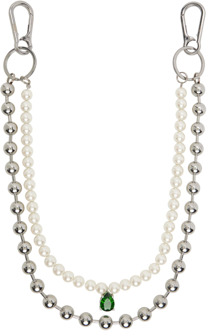 The Ball Pearl Chain With Green Stone