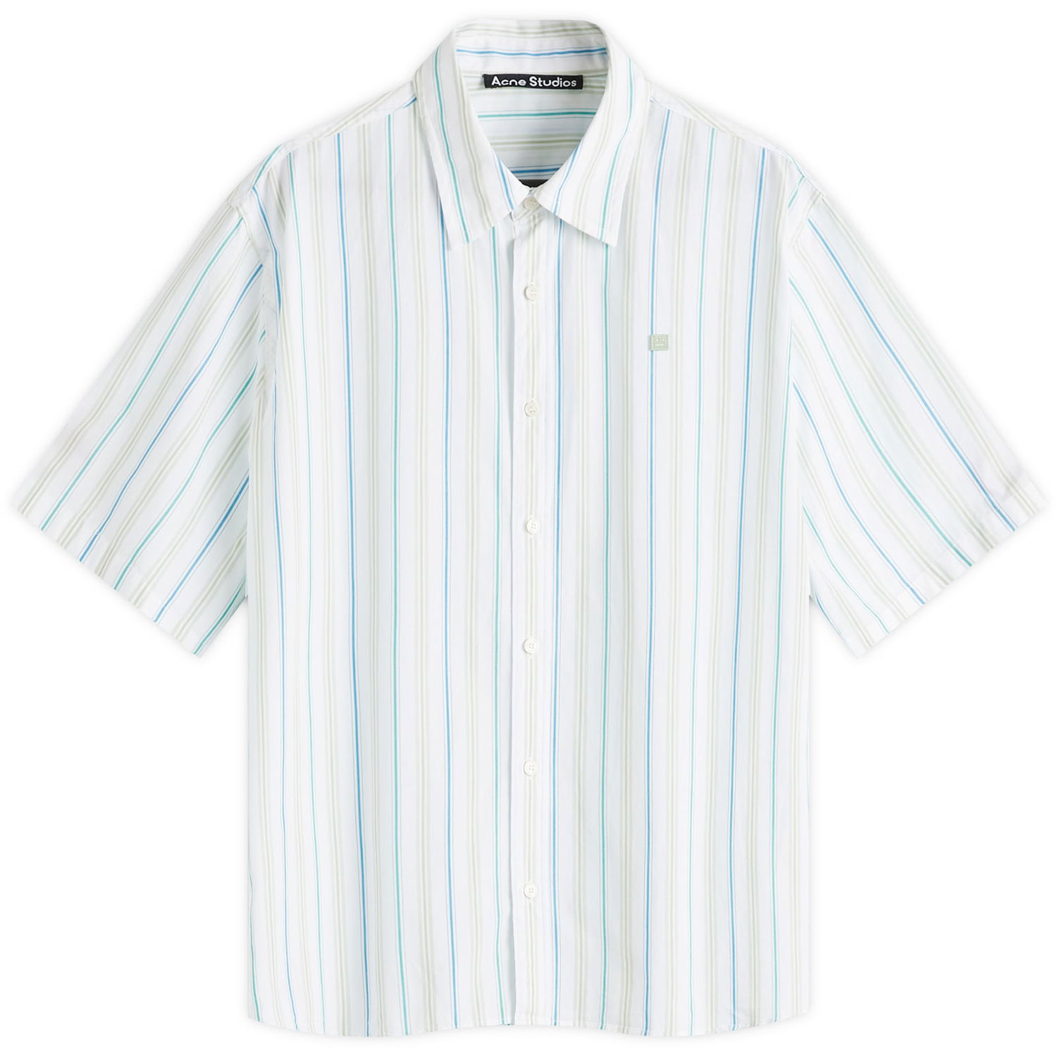 Košeľa Acne Studios Sarlie Face Short Sleeve Stripe Shirt Modrá | CB0064-AFY, 0