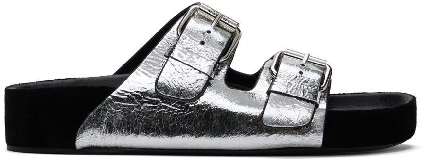 Šortky ISABEL MARANT Isabel Marant Lennyo Double Buckle Slides Metalická | 24ESD0118FA-B2B09S, 0