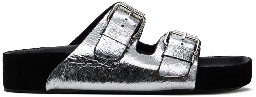 Šortky ISABEL MARANT Isabel Marant Lennyo Double Buckle Slides Metalická | 24ESD0118FA-B2B09S