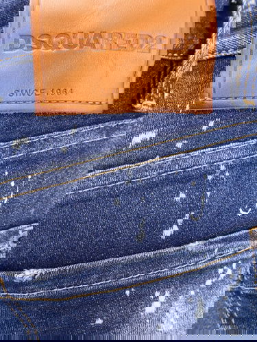 Džínsy DSQUARED2 Slim-Fit Paint Splatter Jeans Modrá | S74LB1658S30664470, 2