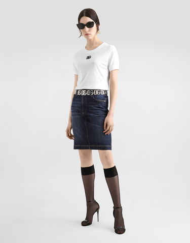 Tričko Dolce & Gabbana Dolce & Gabbana Jersey T-Shirt with DG Logo Embroidery Biela | F8N08ZGDCYEW0800, 1