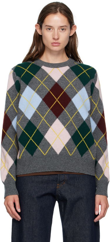 Sveter &Daughter &Daughter Ava Argyle Crewneck Sweater Šedá | WL24205, 0