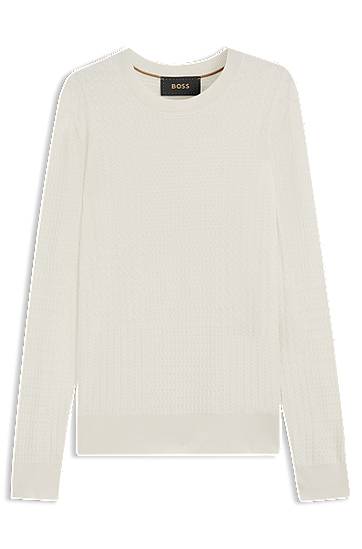 Sveter BOSS Silk Sweater with Prince of Wales Check Biela | 50543228