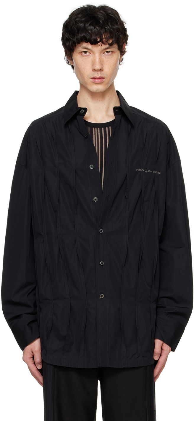 Košeľa Feng Chen Wang Feng Chen Wang Pleated Shirt Čierna | FUF18SR09, 0