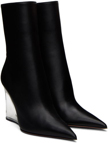 Trenčkot Amina Muaddi Amina Muaddi Pernille Wedge Ankle Boots Čierna | PERNILLE HALF GLASS WEDGE NAPPA, 3