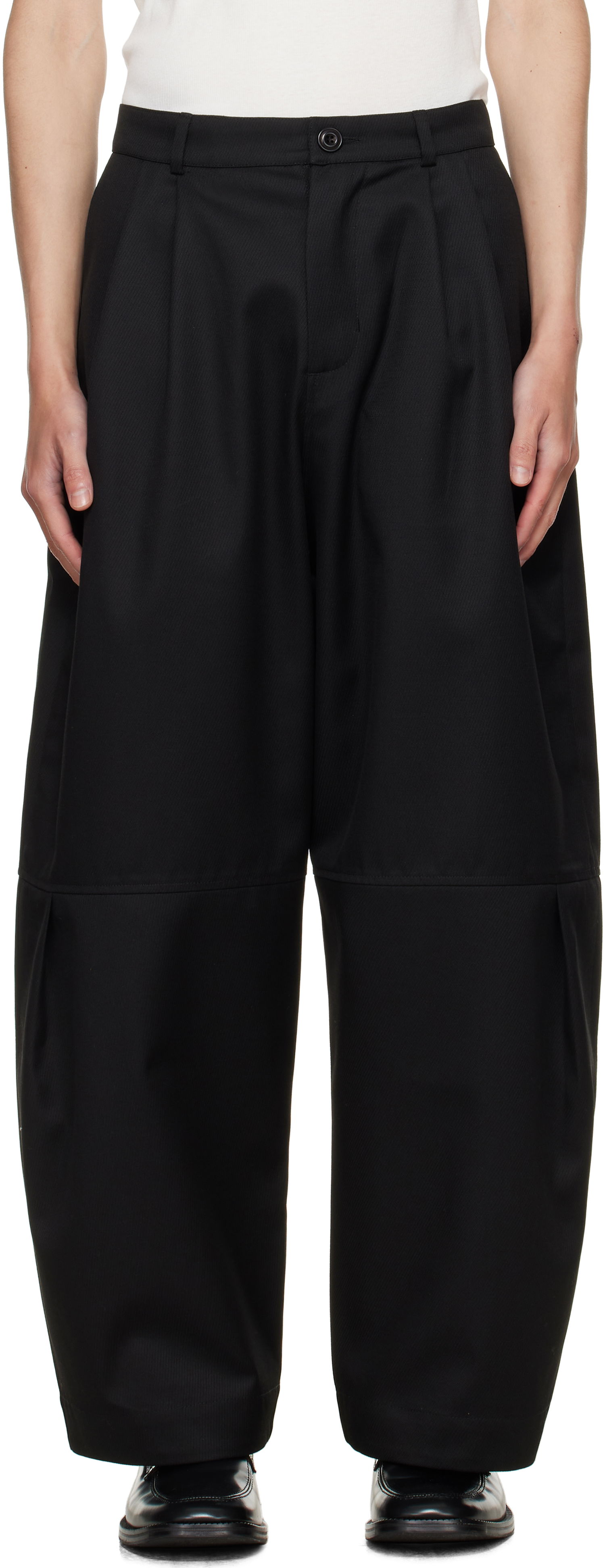 Nohavice sage NATION SAGE NATION Zushi Pleated Trousers Čierna | S091 ZUSHI TROUSER COTTON TWIL, 0
