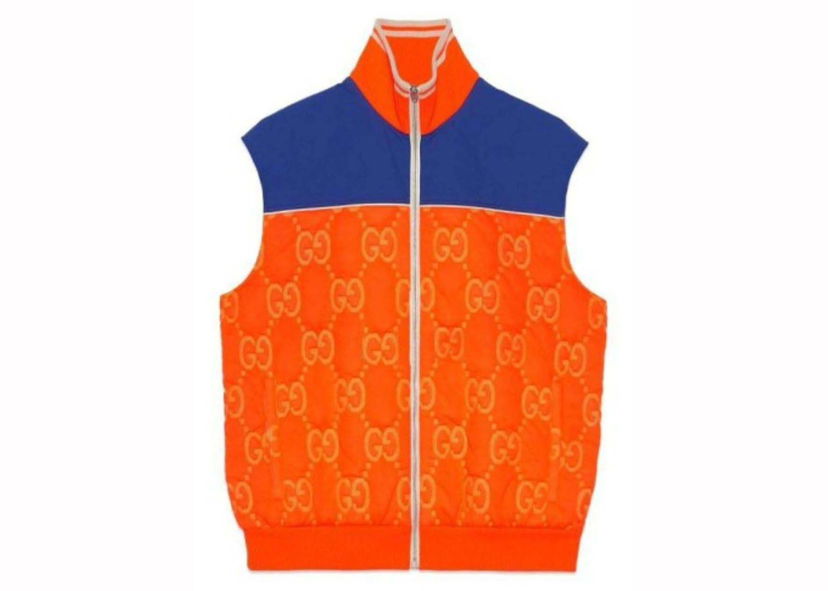 Vesta Gucci Removable Sleeve GG Jacquard Jacket Orange/Blue Oranžová | 727322 XJE66 7548