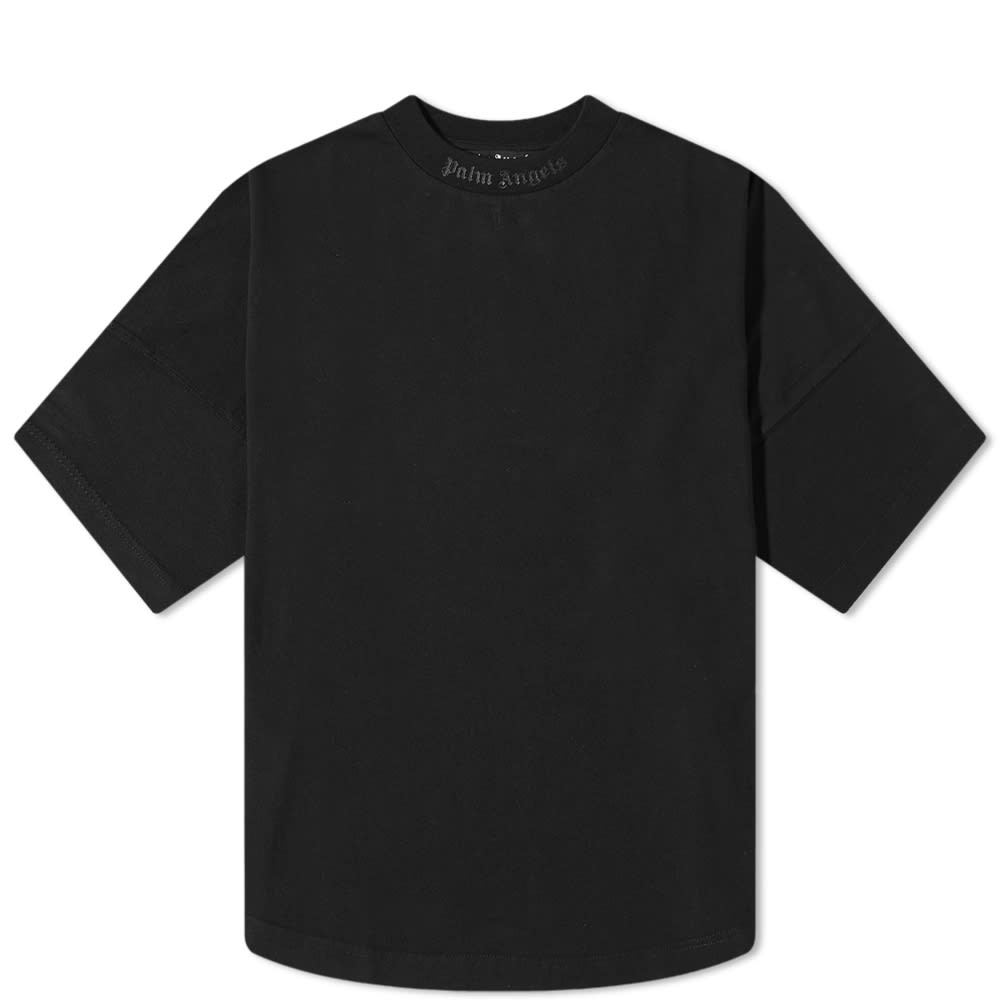 Tričko Palm Angels Oversized Mock Neck Glitter Logo Tee Čierna | PMAA002F22JER0031010, 0