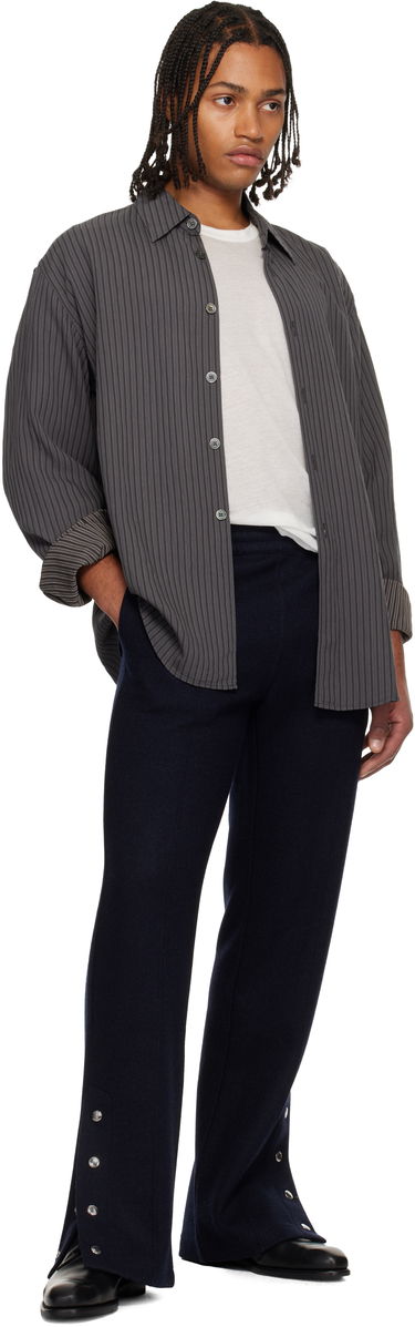 Nohavice Givenchy Wool Cashmere 'GIVENCHY' Patch Drawstring Trousers with Snap Buttons Navy | BM51N0312L410, 3