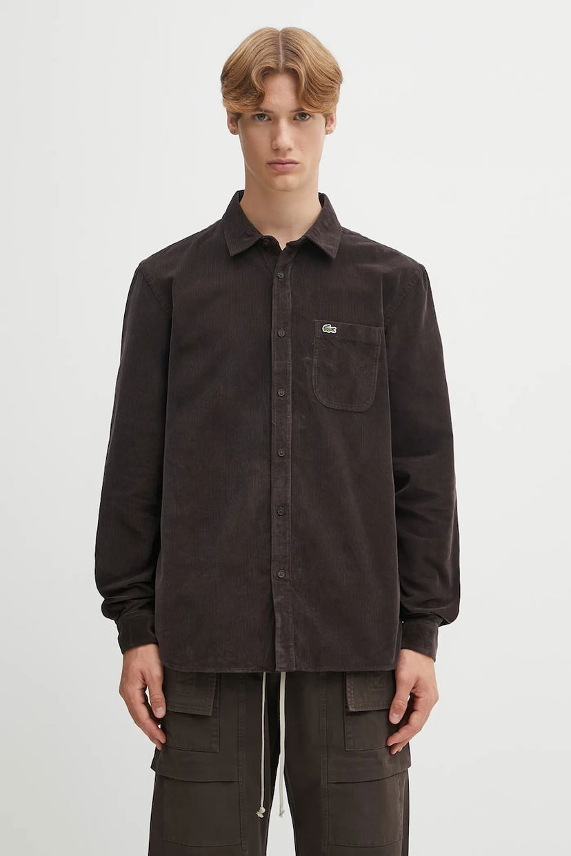 Košeľa Lacoste Corduroy Shirt Regular Fit Classic Collar Hnedá | CH3346