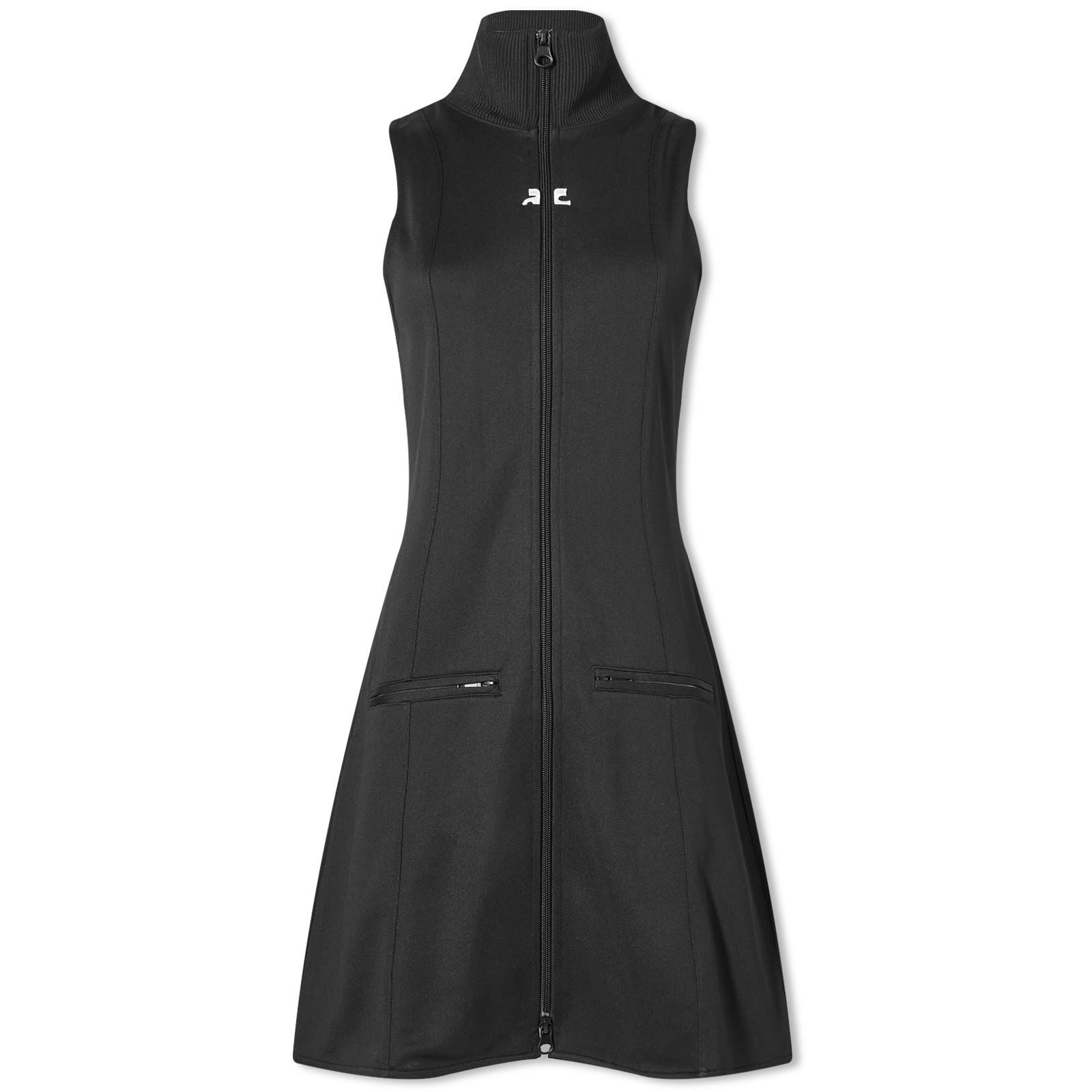 Sleeveless Tracksuit Dress with Zippered Pockets