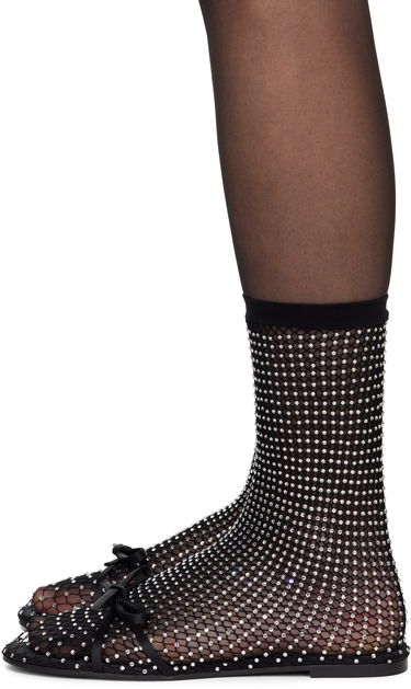 Ponožky Balenciaga Balenciaga Leopold Crystal-Embellished Mesh Ballerina Flats Čierna | 821043 W2EA2, 2
