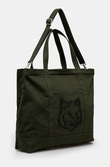 Tote bag MAISON KITSUNÉ Fox Head XL Tote Bag Green Zelené | LW05105WW0107, 1