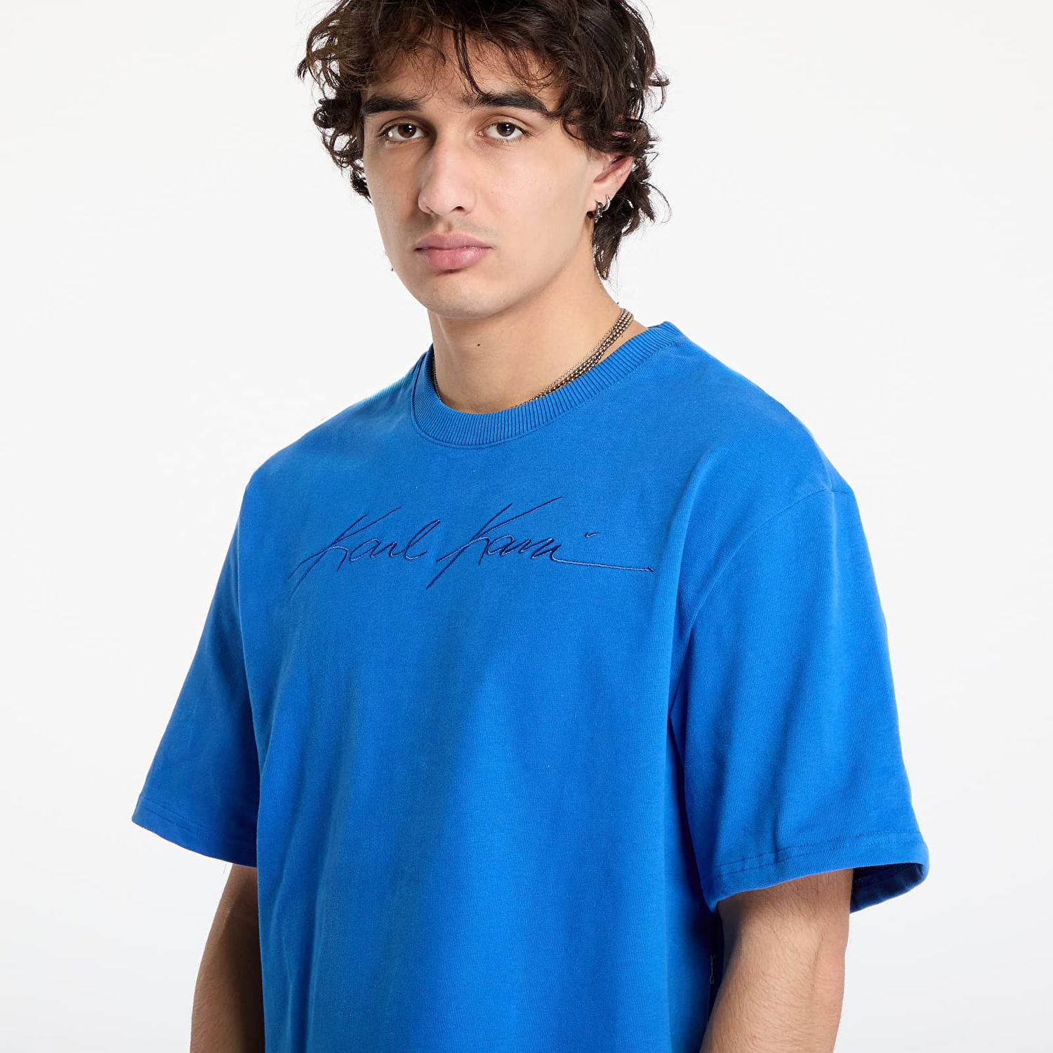 Tričko Karl Kani Autograph Heavy Jersey Boxy T-shirt Modrá | 60300193, 1