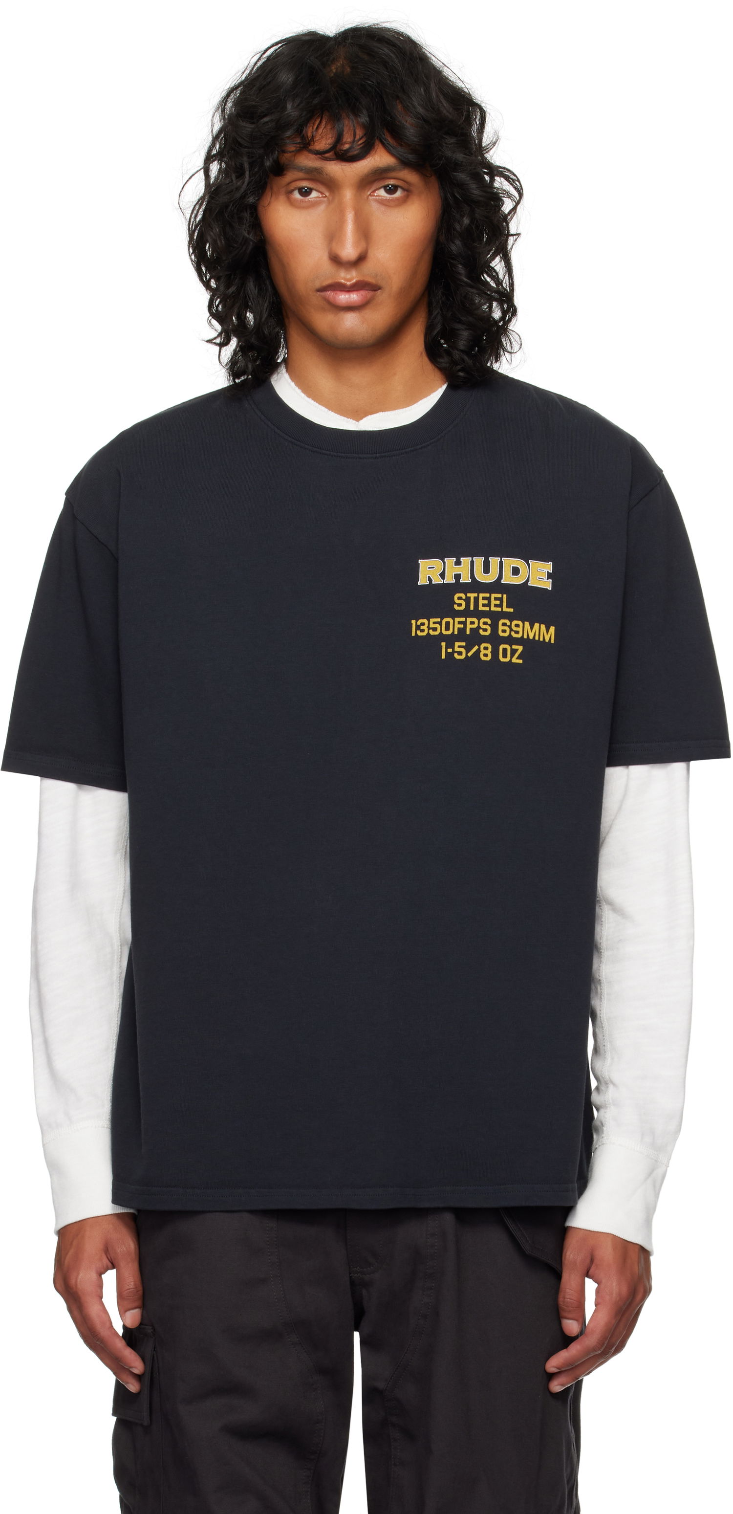 Tričko Rhude Steel Print T-Shirt Čierna | RHFW24TT30012, 0
