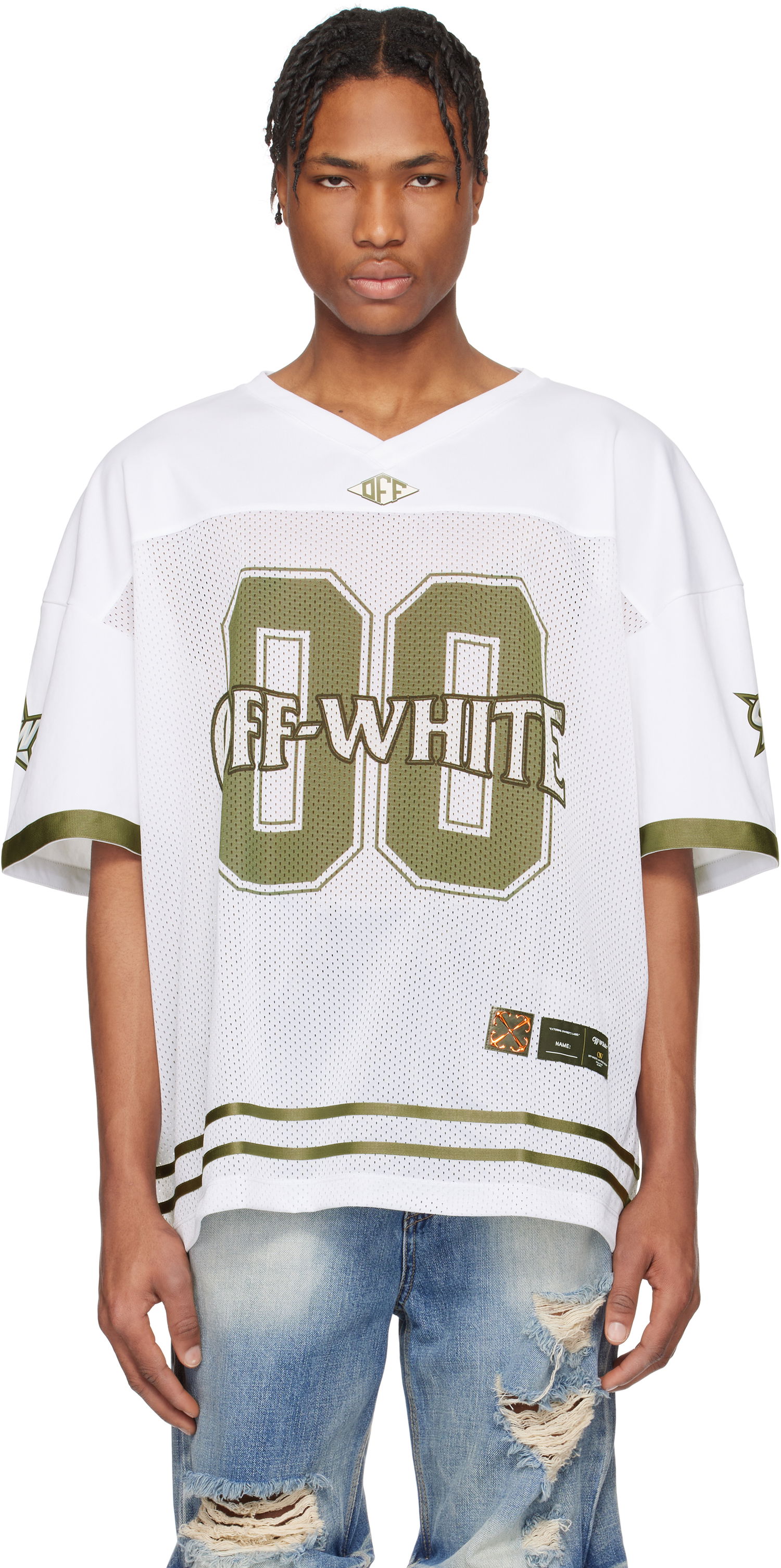 Dres Off-White Off-White Mesh Football Jersey Biela | OMAD003S25JER0020156, 0