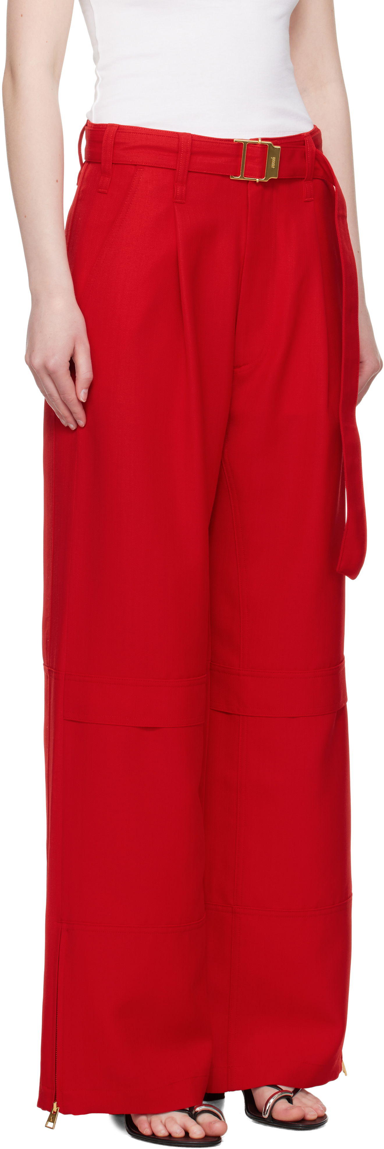 Nohavice AMI AMI Paris Wool Cargo Pants Červená | FTR307.WV0068, 1
