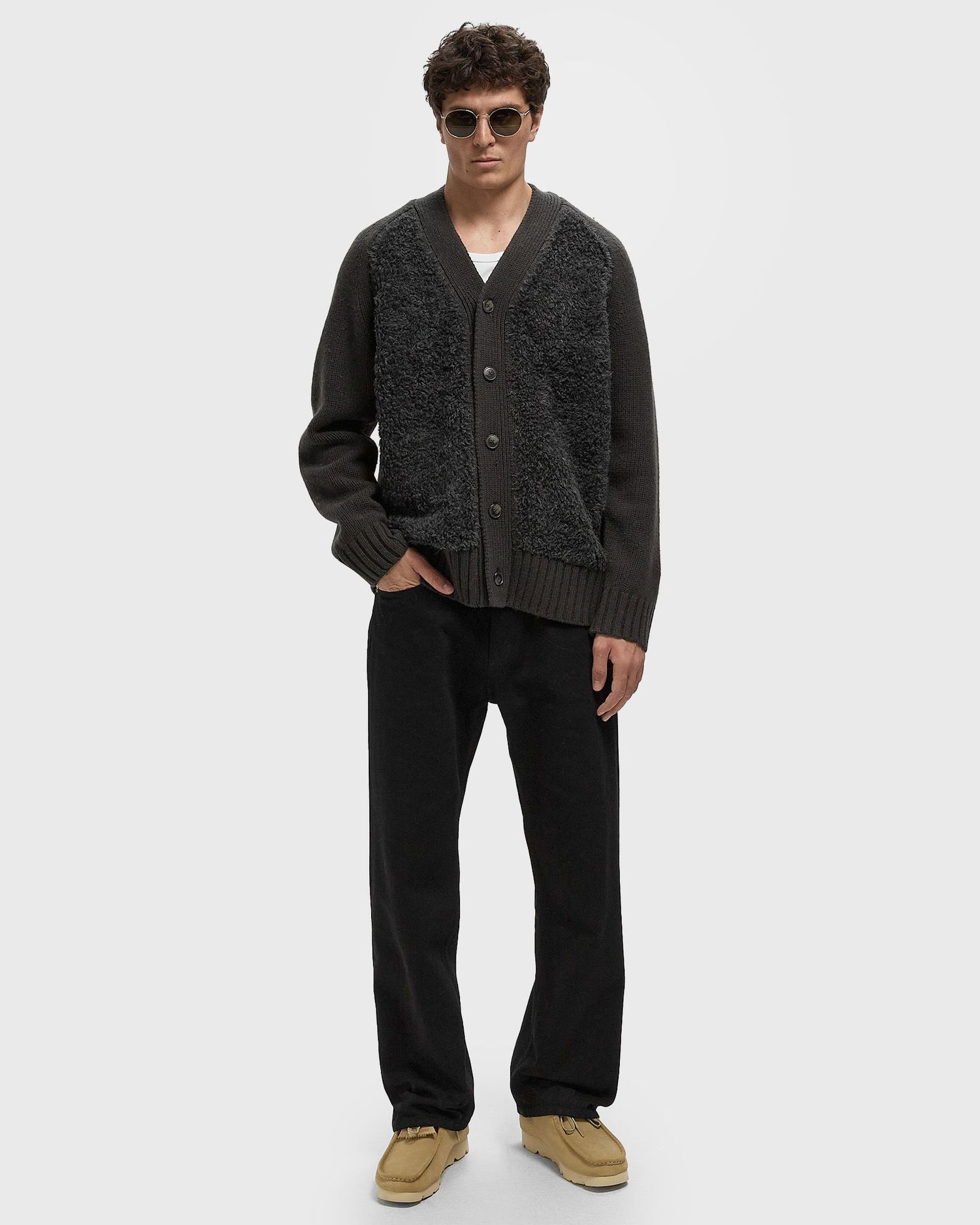 Sveter CLOSED V-Neck Button-Front Mixed-Texture Cardigan Čierna | C86448-93Q-22-164, 1