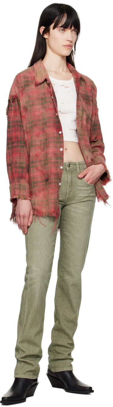 Košeľa R13 R13 Shredded Seam Drop Neck Plaid Shirt Červená | R13WR075-R461B, 3