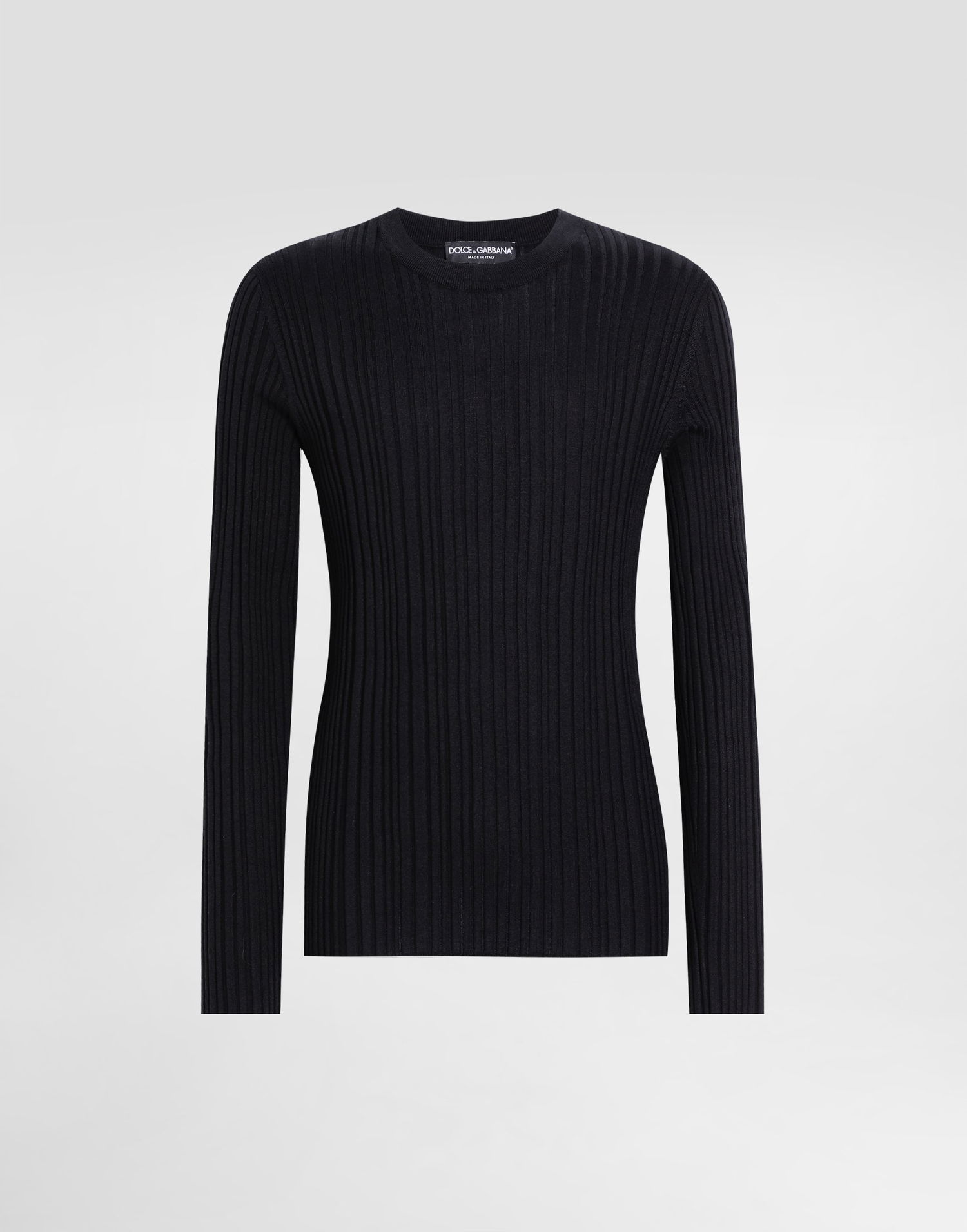 Sveter Dolce & Gabbana Dolce & Gabbana Silk and Cotton Ribbed Pullover Sweater Čierna | GXXAFTJAMVCN0000, 0
