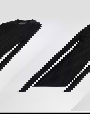 Sveter Dolce & Gabbana Dolce & Gabbana Silk and Cotton Ribbed Pullover Sweater Čierna | GXXAFTJAMVCN0000, 0
