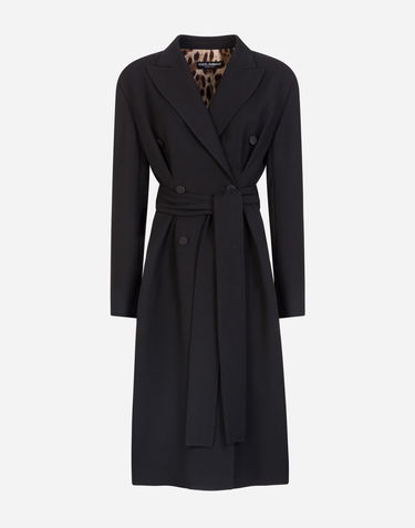 Kabáty Dolce & Gabbana Belted Double-breasted Crepe Coat Čierna | F0AC0TFU3QEN0000, 0