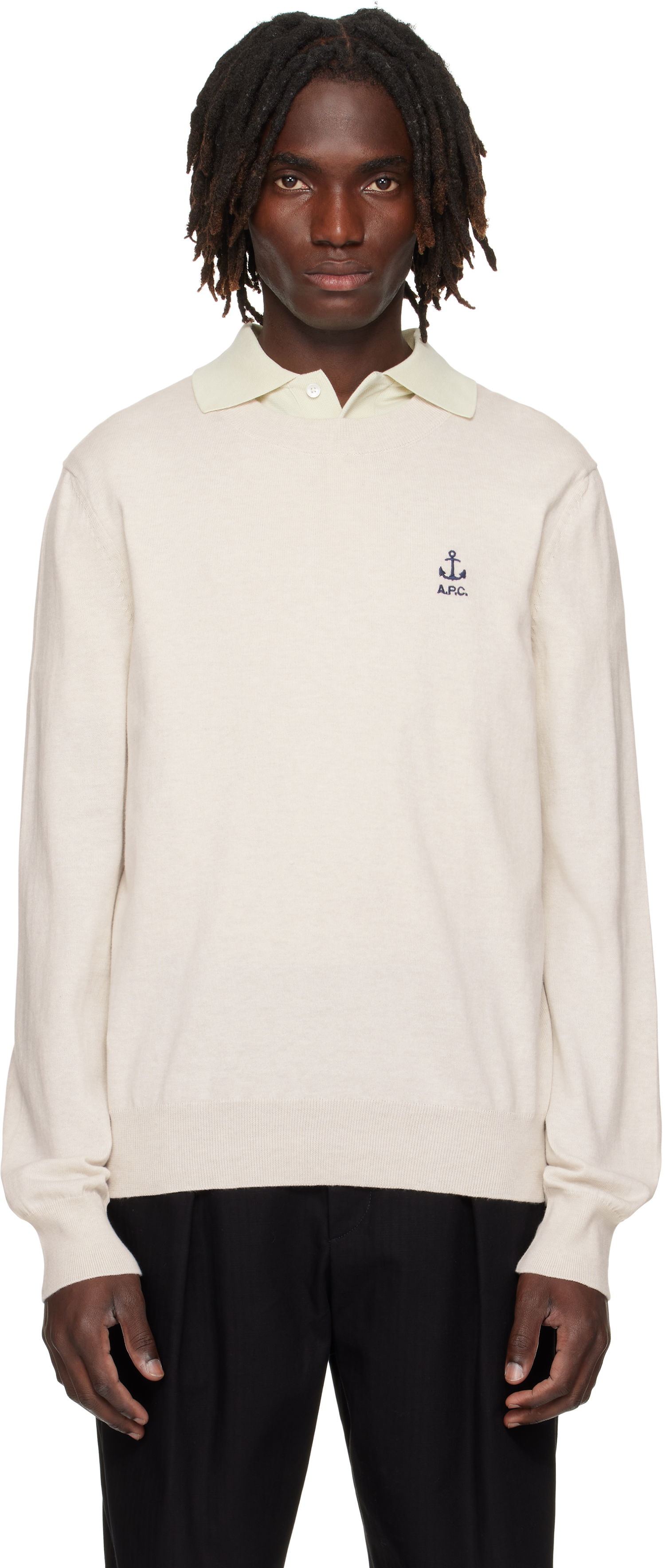 Sveter A.P.C. A.P.C. Gabin Anchor Logo Knit Sweater Béžová | COGDK-H23412, 0