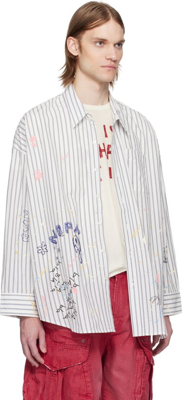 Košeľa R13 R13 Drop Neck Striped Shirt Biela | R13MR004-R486B, 1