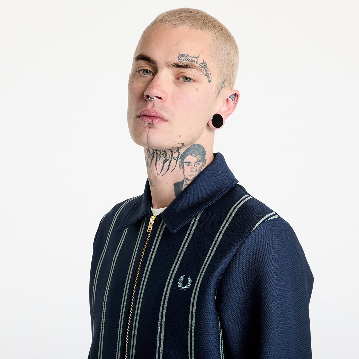 Mikina Fred Perry Fred Perry Striped Collared Track Jacket Navy | J9044 X86, 1