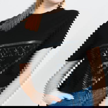 Tričko GUESS Crop Top Triangle Logo Čierna | V2RI00K8HM0-JBLK, 2