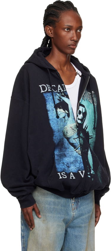 Mikina VETEMENTS Vetements Cradle of Filth Cut-Up Oversized Zip-Up Hoodie Čierna | UCF76ZU950BB, 4
