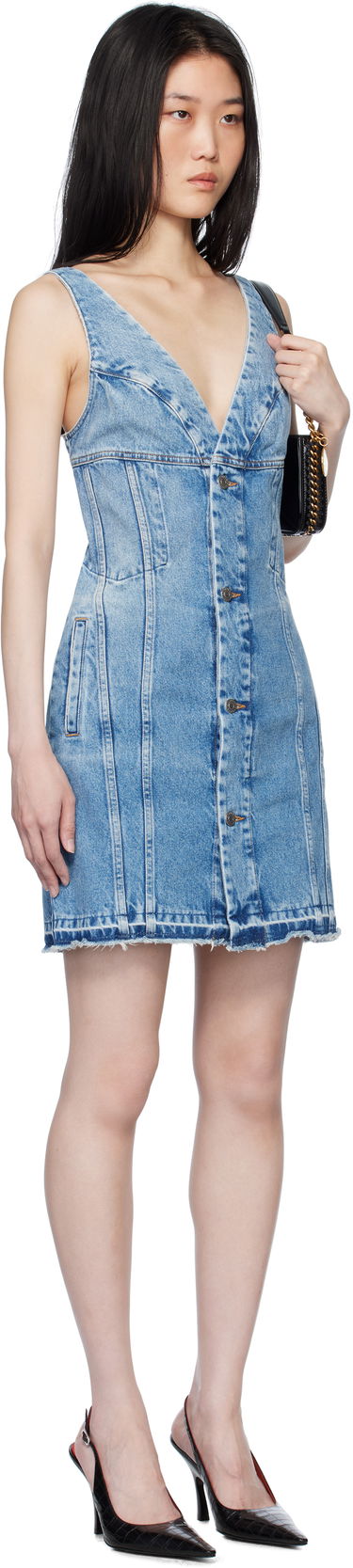 Šaty Stella McCartney Stella McCartney Vintage Wash Denim Minidress Modrá | 6D03553SQH05, 1