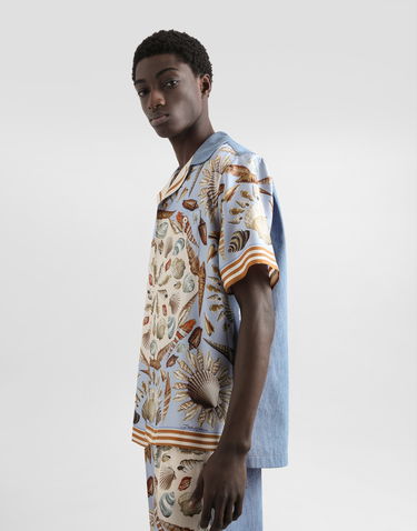 Košeľa Dolce & Gabbana Silk And Cotton Seashell Print Denim Collar Short Sleeve Shirt Rôznofarebný | G5JH9DG8NE3S9001, 3