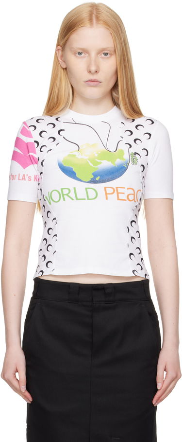 Tričko Marine Serre Marine Serre Regenerated World Peace Graphic Baby Fit T-shirt Rôznofarebný | WTT001A UJER0003, 0