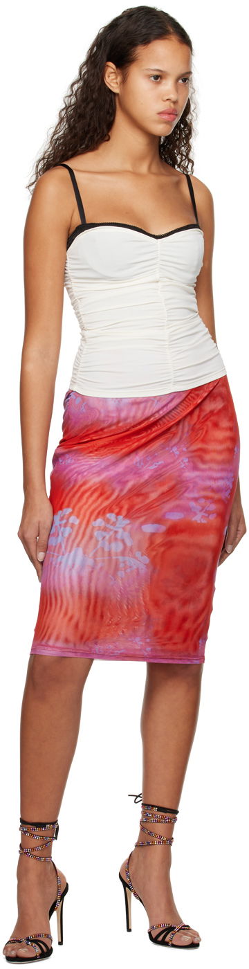 Sukňa Miaou Miaou Verona Printed Mesh Midi Skirt Červená | 4027PM2RGM, 3