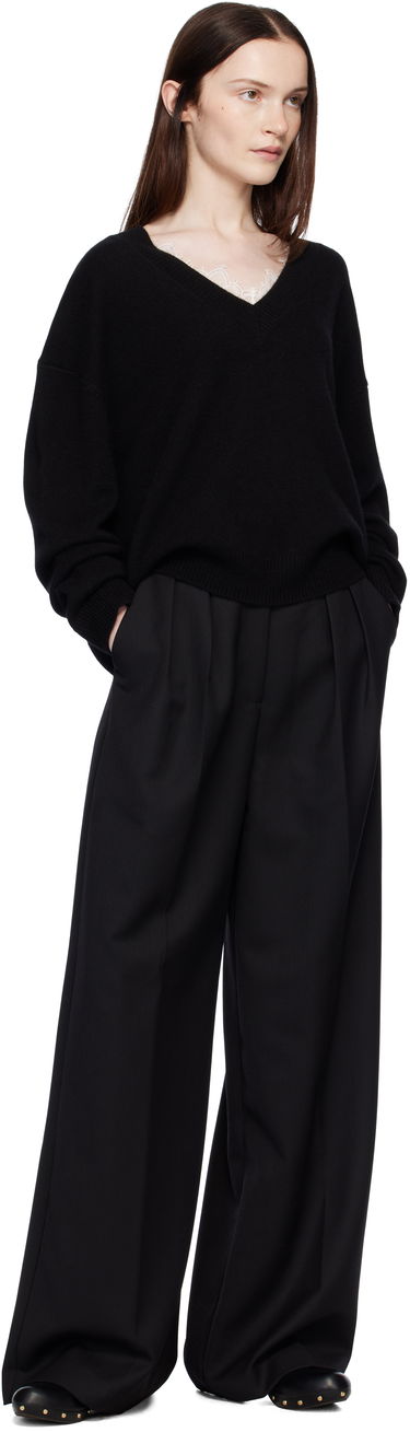 Sveter Anine Bing Lee Lace Trim V-Neck Sweater Čierna | A-09-3280-000, 3