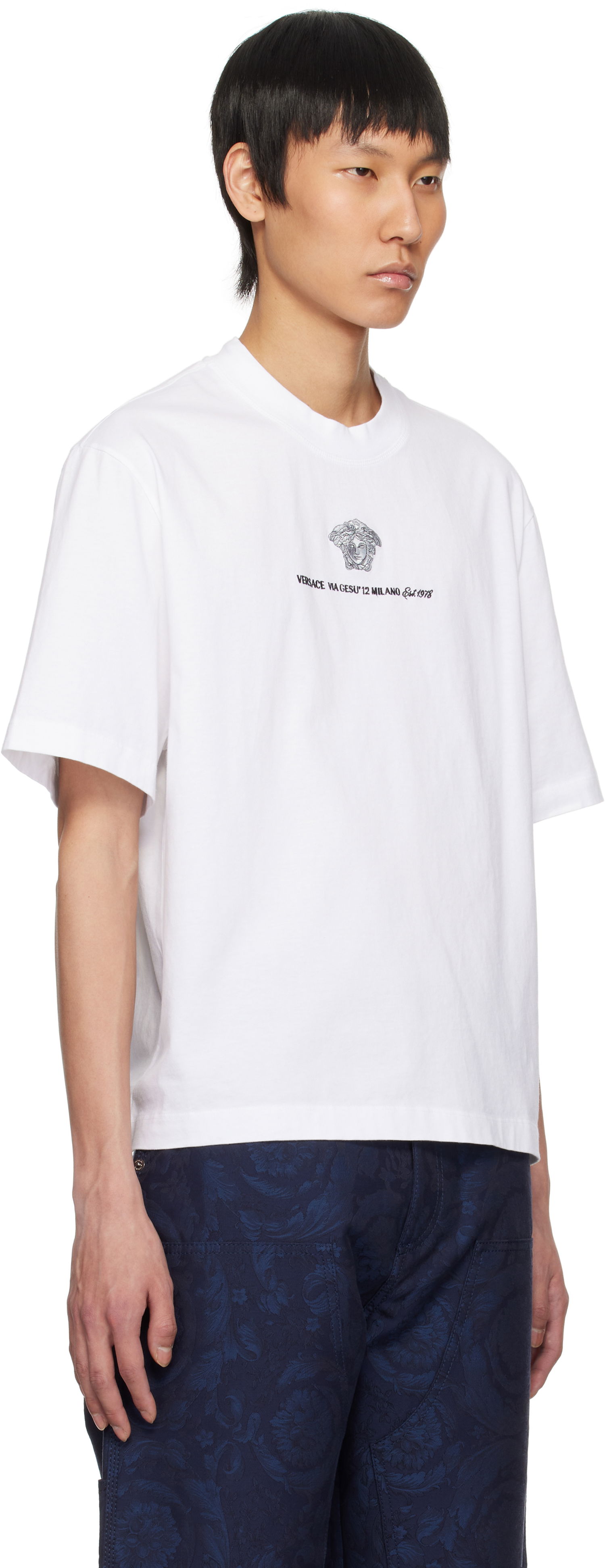 Tričko Versace Versace Embroidered Medusa Milano T-Shirt Biela | 1015738_1A11054, 1