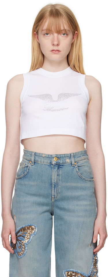 Tielko Blumarine White Crystal-Cut Tank Top Biela | P444T037A, 0
