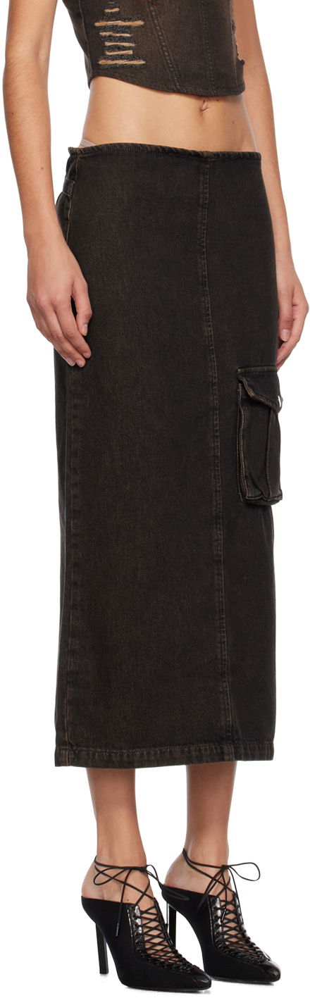 Sukňa Miaou Miaou Freya Denim Maxi Cargo Pocket Skirt Čierna | 4047SD4BLK, 1