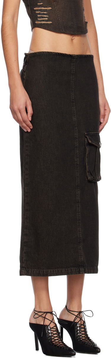 Sukňa Miaou Miaou Freya Denim Maxi Cargo Pocket Skirt Čierna | 4047SD4BLK, 1