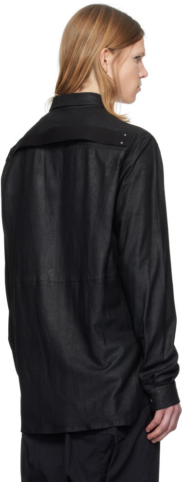 Košeľa Rick Owens Rick Owens Hollywood Megablister Lamb Leather Overshirt Čierna | RU01E5729 LBA, 2