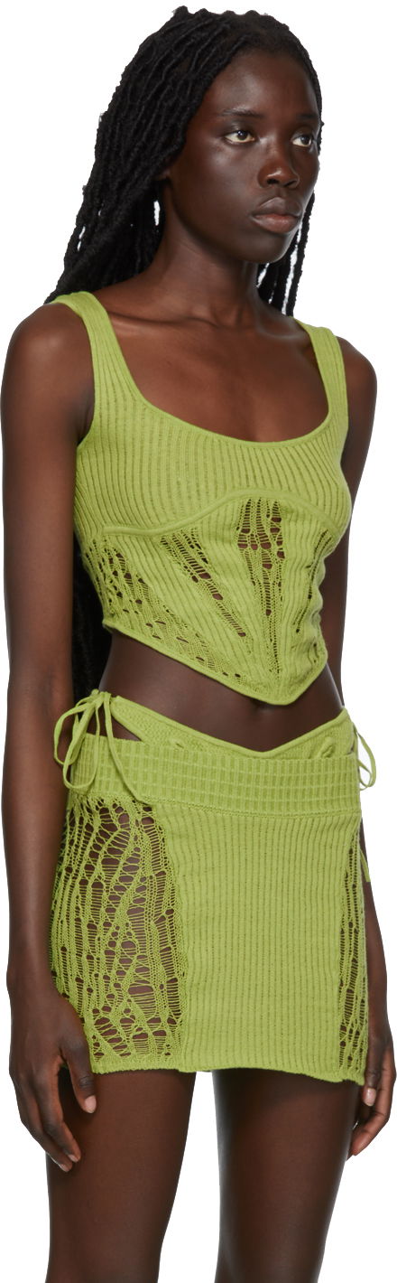 Súprava GUIZIO Guizio Knitted Tank Top and Mini Skirt Set Zelené | CLB 1, 1