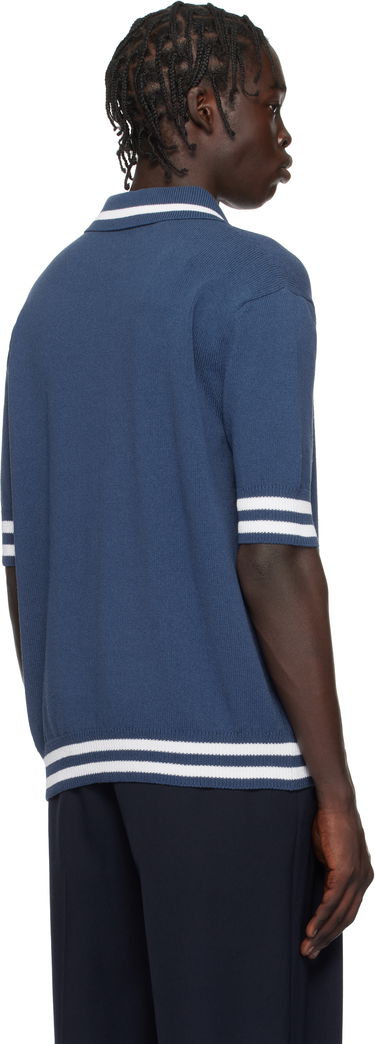 Polo tričko Balmain Cotton-Blend Knit Polo Shirt Modrá | EH1GB046KF96, 2