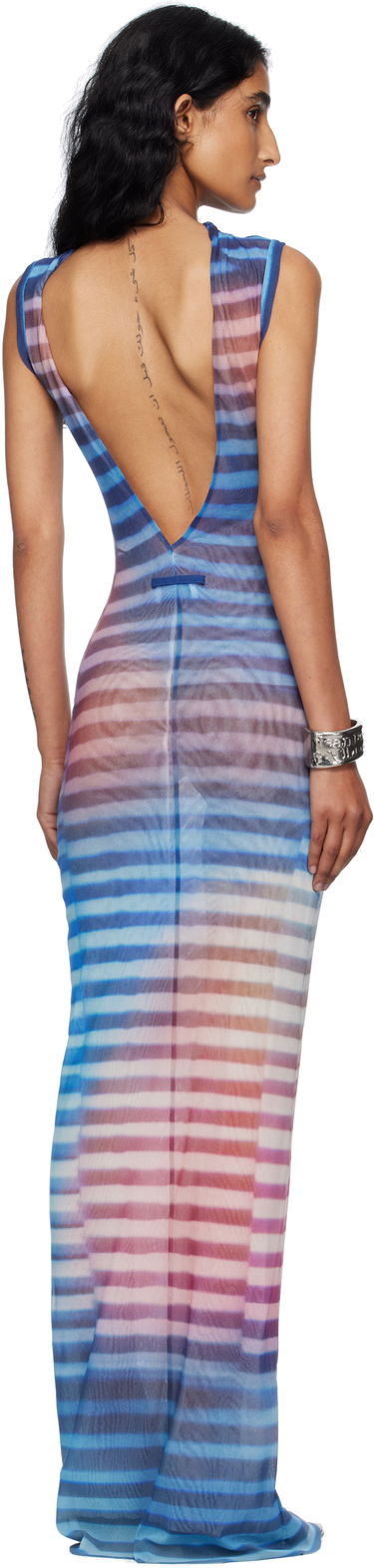 Šaty Jean Paul Gaultier Jean Paul Gaultier High Neck Open Back Printed Maxi Dress Modrá | 25/03-W-DR031-M005P-565034, 2