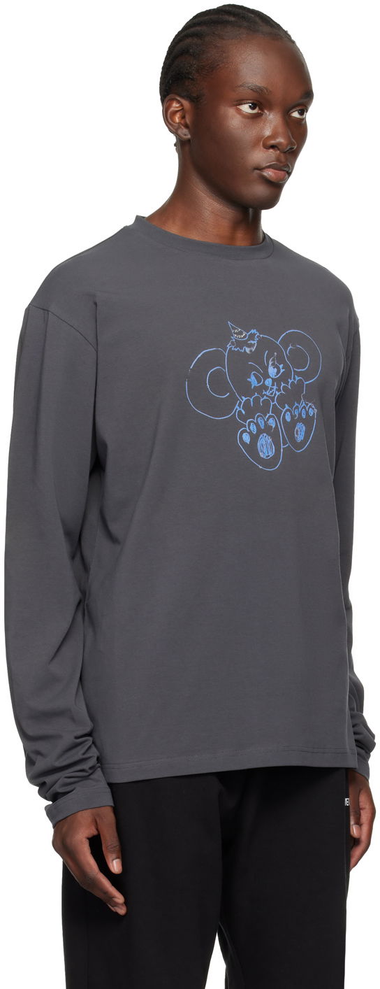 Tričko We11done Monster Long Sleeve Graphic T-Shirt Šedá | WD-TT2-24-757-U-CH, 1